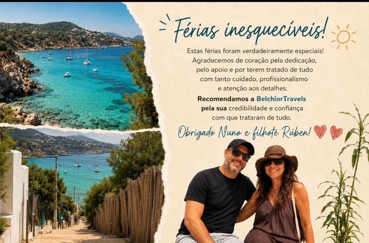 Testemunho: férias inesquecíveis. O viajante agradece a dedicação da Belchior Travels e recomenda o Nuno e o Rúben.